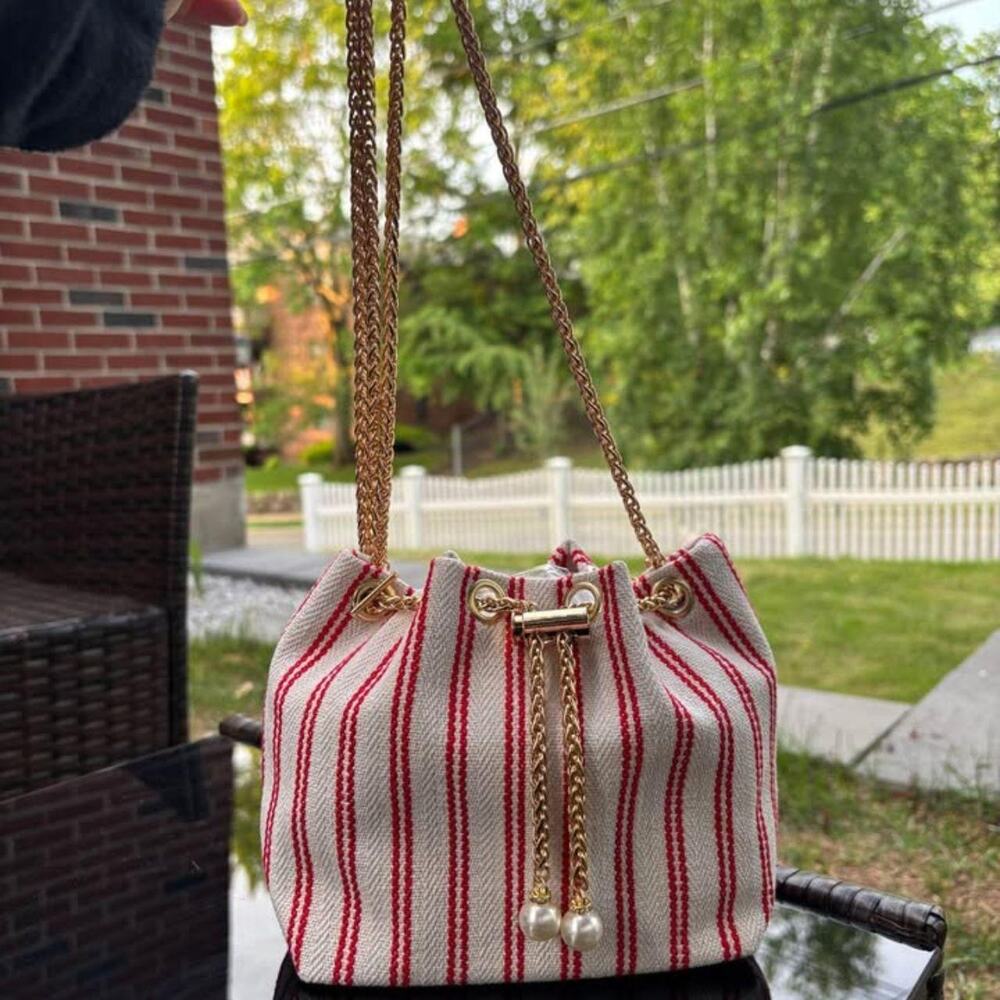 Red striped mini shoulder bag - Picture 3 of 4